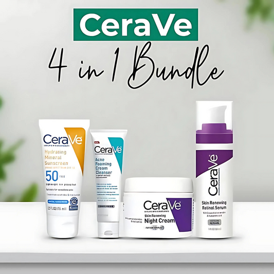 Cerave 4 In 1 Skincare Kit Night Cream, Sunblock, Cleanser & Serum For Radiant Skin