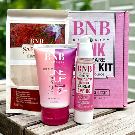 BNB Pink Glow Kit ( Toneup Facewash + Saffron Mask + Pink Glow Sunscreen)