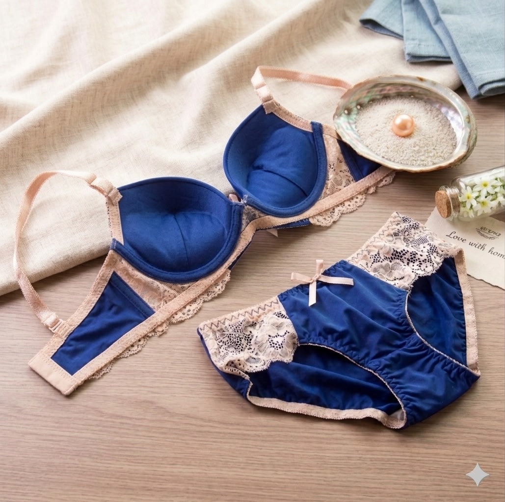 Royal Blue Midnight Lace Lingerie Set