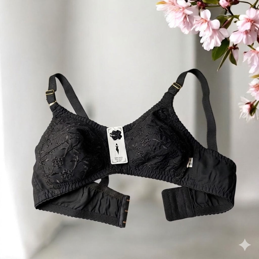 Galaxy Premium Floral Embroidered Soft-Cotton Bra – Pack of 4 (Luxury Comfort)