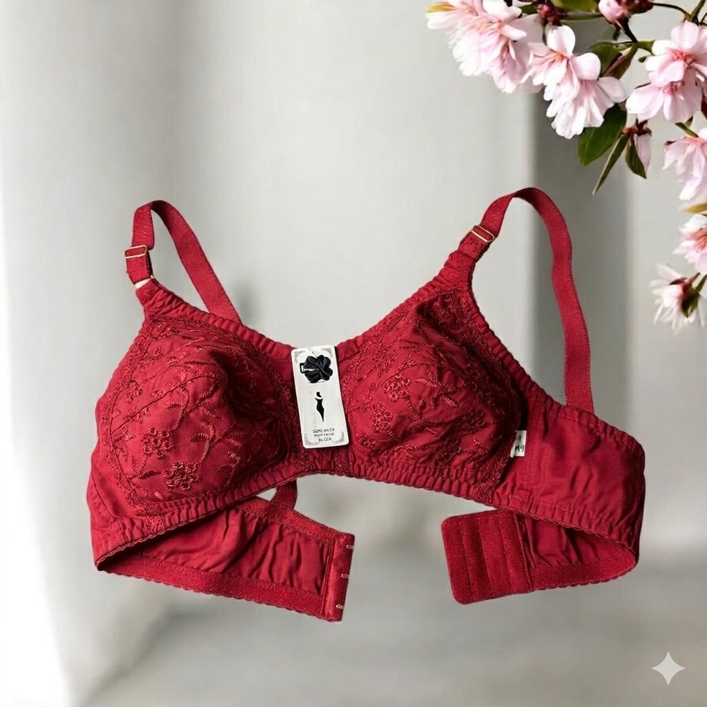 Galaxy Premium Floral Embroidered Soft-Cotton Bra – Pack of 4 (Luxury Comfort)